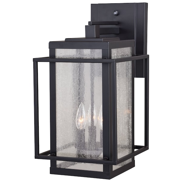 Vaxcel Hyde Park 3 Light Dusk to Dawn Bronze Mission Outdoor Wall Lantern Clear Glass T0468 - main